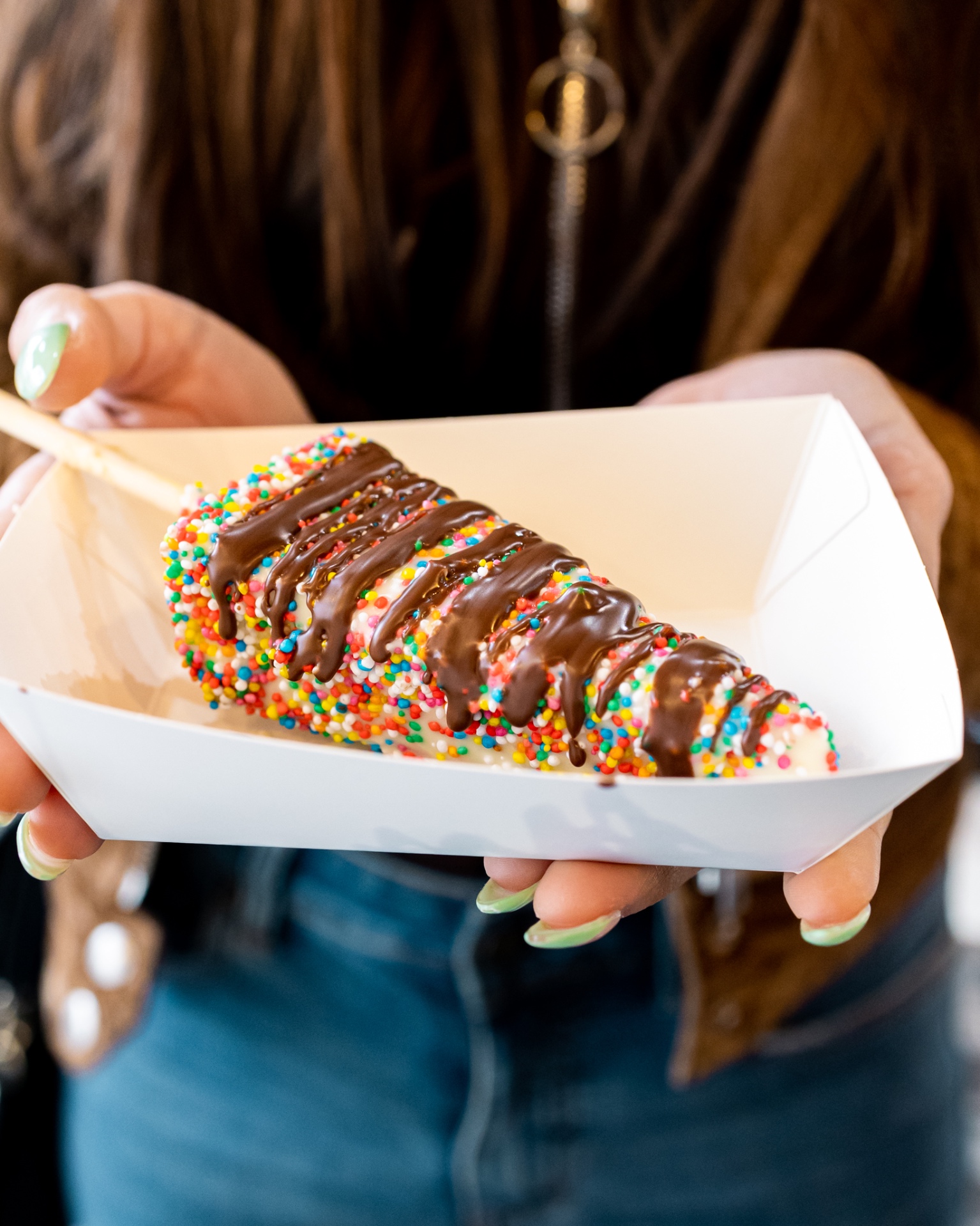 Sprinkle-coated cheesecake stick